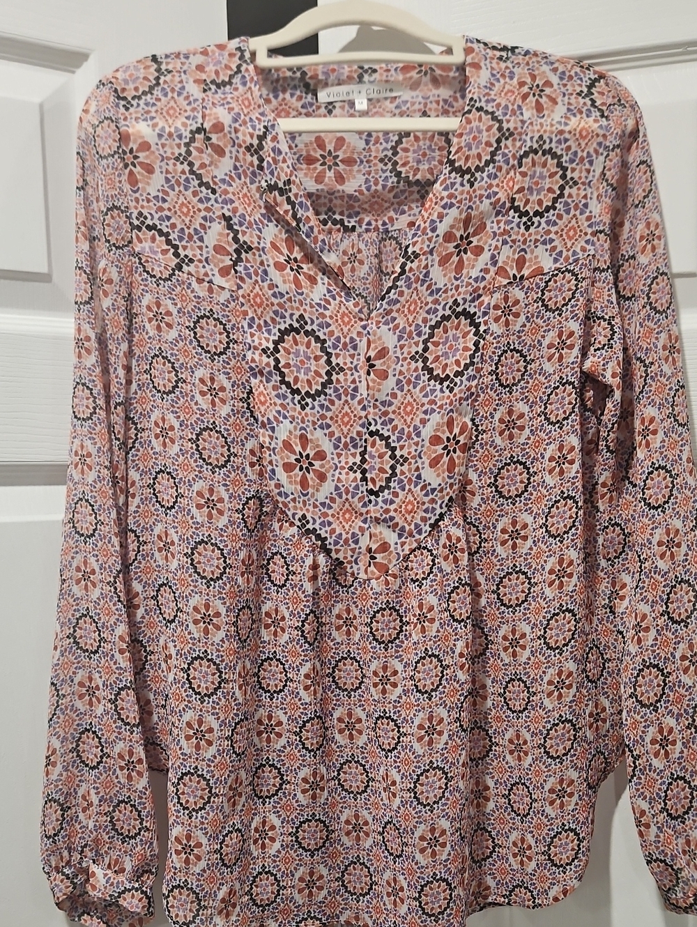 Violet & Claire Mosaic V-Neck Blouse